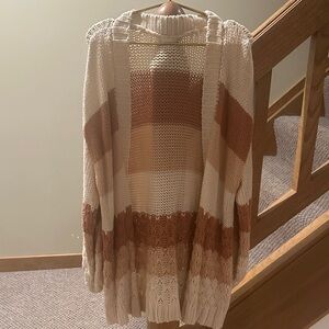 Altar’d Statw Knit Cardigan in Cream and Brown